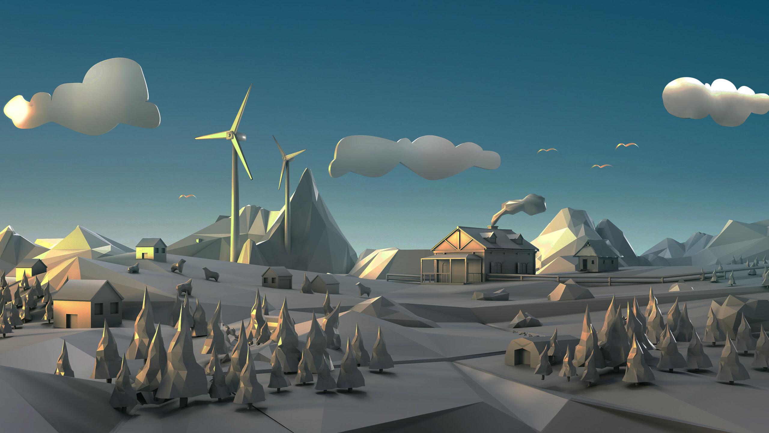 Pippin landscape with windmill sunset